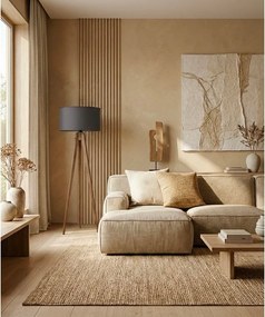 Черна/кафява подова лампа с текстилен абажур (височина 153 cm) Tripod – Opviq lights