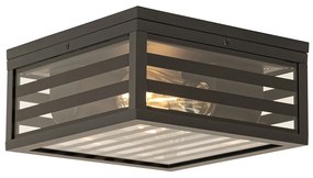 Модерна външна таванна лампа черно стъкло 2-светлина IP44 - Reims