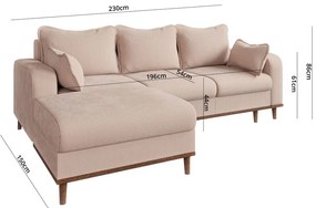 Бежов ъглов диван от рипсено кадифе (ляв ъгъл) Beata – Ropez