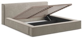 Тапицирано двойно легло в сиво с място за съхранение и решетка 180x200 cm Noho - Makamii