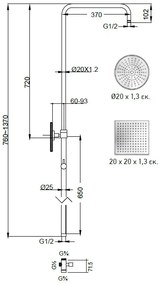 Душ колона Eurorama 51400-квадрат-Inox