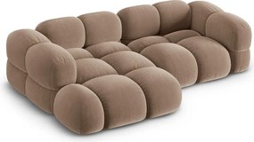 Кафяв кадифен ъглов диван (ляв ъгъл) Loretto – Cosmopolitan Design