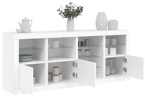 3209051 vidaXL Сайдборд с LED светлини, бял, 164x37x67 см