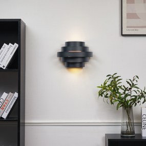 Модерна стенна лампа черна вкл. LED 3-степенно димируема - Lines