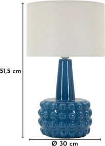 Бяла/синя керамична настолна лампа с текстилен абажур (височина 51,5 cm) Gress – Mauro Ferretti