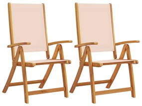4008420 vidaXL Сгъваеми градински столове, 2 бр, акация масив и textilene