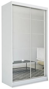 Шкаф с плъзгащи врати и огледало MARISA, бяло, 150x216x61