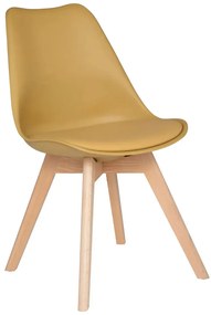 Трапезен стол atmosphera Baya, Полипропилен, Бук - Горчица