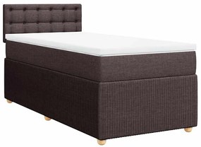3287384 vidaXL Боксспринг легло с матрак, тъмнокафяво, 100x200 см, плат