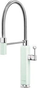 Полупрофесионален смесител за вода Smeg MDF50PG, 5 bar, Подвижна слушалка, Въртящ се на 360° чучур, Пастелно зелен