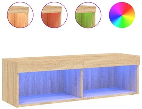 837159 vidaXL ТВ шкаф с LED осветление, дъб сонома, 100x30x30 см