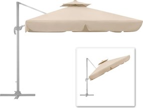 Професионален висящ чадър Pearl TopMebel с алуминиева рамка и плат в екрю цвят 3x3m