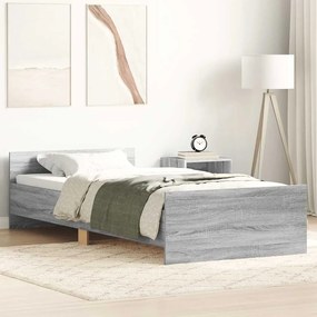 835930 vidaXL Рамка за легло, сив сонома, 90x200 см, инженерно дърво