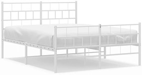 355728 vidaXL Метална рамка за легло с горна и долна табла, бяла, 150x200 см