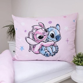 Розово единично памучно детско спално бельо 140x200 cm Lilo a Stitch "Universe" – Jerry Fabrics