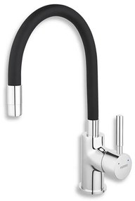 FERRO - Кран за мивка с гъвкаво рамо лъскав хром/матов черен