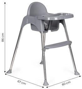 Бебешки сив стол за хранене 2в1