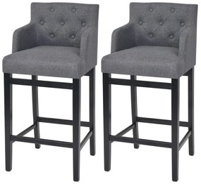 244661 vidaXL Бар табуретки, 2 бр, тъмносиви, текстил