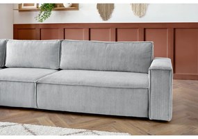 Светлосив ъглов диван от велур, ляв ъгъл Nihad modular – Bobochic Paris