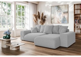 Светлосив разтегателен ъглов диван с място за съхранение (променлив) Luma – Ropez