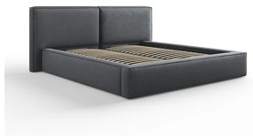 Тъмносиво тапицирано двойно легло с място за съхранение и решетка 180x200 см Arendal – Cosmopolitan Design