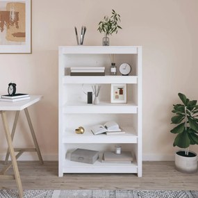 821685 vidaXL Библиотека, бяла, 80x35x126 см, борово дърво масив