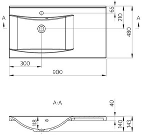 Бяла мивка от отлят мрамор 90x48 cm Luciola – Sapho