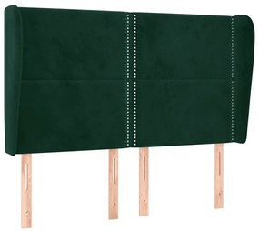 3117867 vidaXL Горна табла за легло с уши тъмнозелена,147x 23x118/128см кадифе