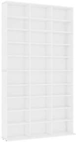 801778 vidaXL Етажерка за компактдискове бяла 102x16x177,5 см инженерно дърво