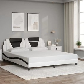 3208116 vidaXL Рамка за легло Viana без матрак, бяла, черна, 180x200см, изкуствена кожа