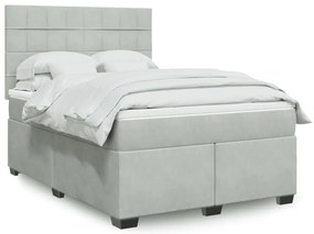 3293230 vidaXL Боксспринг легло с матрак, светлосиво, 140x200 см, кадифе