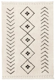 Кремав ръчно изработен памучен килим подходящ за пране 140x210 cm Bereber Rhombs – Lorena Canals