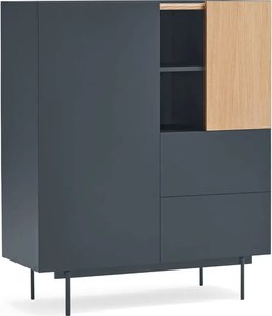 Висок скрин с чекмеджета в антрацит и естествен дъб 100x120 cm Otto - Teulat