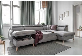 Светлосив U-образен разтегателен диван, десен ъгъл Sweet Harmony - Miuform