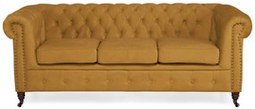 Диван Chesterfield в цвят горчица, триместен 203х86х80 см