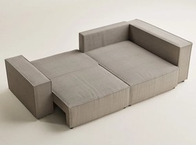 Бежов сгъваем/с място за съхранение ъглов диван от рипсено кадифе (десен ъгъл/L форма) Tonga – Maison de Rêve