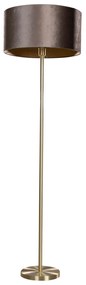 Подова лампа месинг с кадифена абажура кафява 50см - Simplo