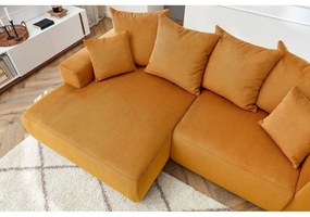 Кадифен ъглов диван в цвят жълта охра Enjoy – Bobochic Paris