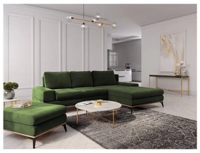 Бутилково зелен разтегателен диван ъгъл , десен ъгъл Planet - Windsor &amp; Co Sofas
