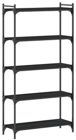 837677 vidaXL Библиотека 5 рафта черна 80x30x154 см инженерно дърво
