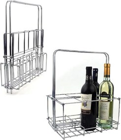 Сгъваема поставка за бутилки Kikkerland sp-BA50, Стояща, Хром