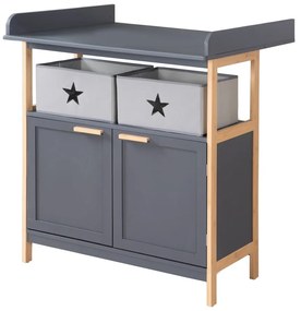 Антрацит нисък детски скрин с маса за преповиване 87x75 cm Berlin – Roba