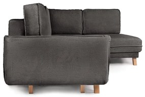 Сив сгъваем ъглов диван от рипсено кадифе (десен ъгъл) Tori – Bonami Selection