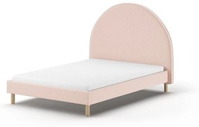 Розово тапицирано единично легло с решетка 140x200 cm MOON - Vipack