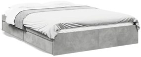 3280646 vidaXL Рамка за легло с чекмеджета, бетонно сива, 160x200 см