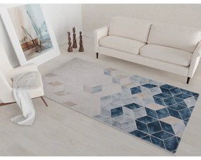 Тъмносин и кремав килим, който може да се мие, 80x50 cm - Vitaus