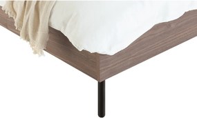 Двойно легло 160x200 cm тапицирано/ПДЧ от декор от орех с включена подматрачна рамка в тъмно естествен цвят Streiko – noo.ma