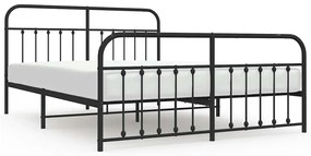 352600 vidaXL Метална рамка за легло, без матрак, с табли, черна, 180x200 см