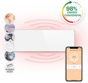 Klarstein Wonderwall 300 Smart, инфрачервена печка, 30 x 100 cm, 300 W, седмичен таймер, IP24, бяла