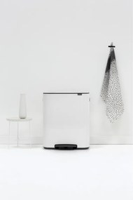 Кош за боклук Brabantia Bo Pedal 1003188, 2x30 л, Плавно затваряне, Противоплъзгаща основа, Бял
